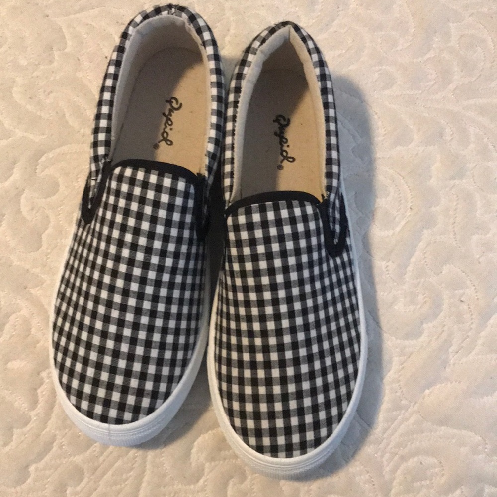 Plaid slip on sneakers